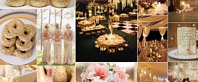 Идея для роскошной свадьбы: золото, розовые цветы и свечи